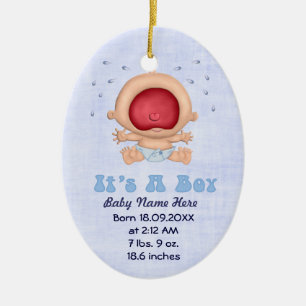 Ornamento De Cerâmica Bawling Baby - boy Anunciando Keepsaet