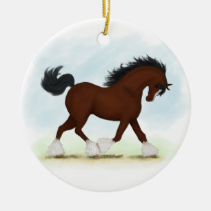 Ornamento De Cerâmica Bay Clydesdale Horse