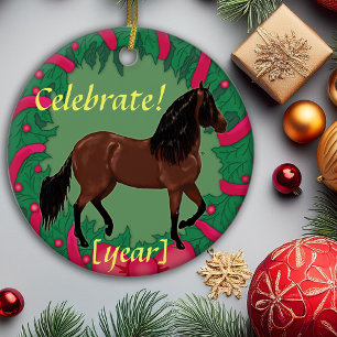 Ornamento De Cerâmica Bay Paso Fino Horse Ano de Manutenção