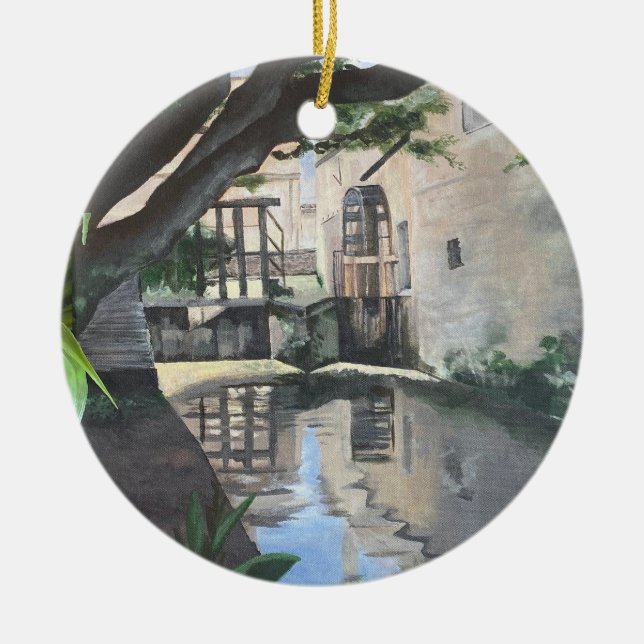 Ornamento De Cerâmica Bayeux França Ornament Water Wheel (Frente)