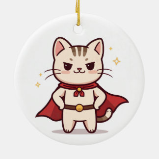 Ornamento De Cerâmica Be Your Own Hero Cute Cat Hero