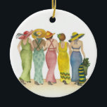 Ornamento De Cerâmica Beach Babes<br><div class="desc">Para todas as minhas pinturas de aquarela originais no compro, uso a "paleta limitada". Vermelho, Amarelo, Azul. Isto produz todos os tons e matizes que vocês veem nas minhas pinturas. A aquarela vermelha, amarela e azul transparente em tons quentes e legal pode ser misturada para obter qualquer cor no espectro....</div>