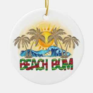 Ornamento De Cerâmica Beach Bum Ondas Oceânicas Tropical