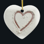 Ornamento De Cerâmica Beach Heart of Sand Wedding<br><div class="desc">Coração de design de praia de areia</div>