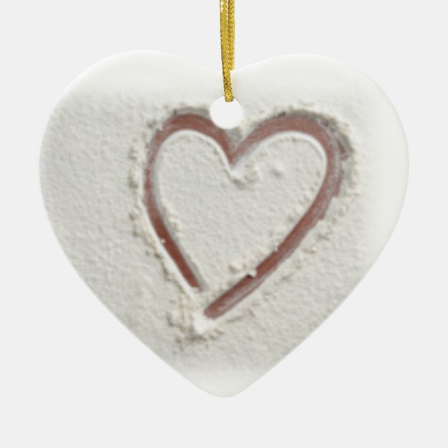 Ornamento De Cerâmica Beach Heart of Sand Wedding (Frente)