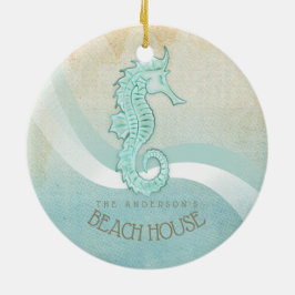 Ornamento De Cerâmica Beach House Mar Aqua Blue ID623