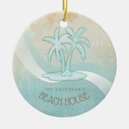 Ornamento De Cerâmica Beach House Palm Trees Aqua ID623