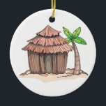 Ornamento De Cerâmica Beach Hut<br><div class="desc">Hut de praia da ilha tropical</div>