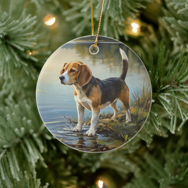 Ornamento De Cerâmica Beagle (Árvore)