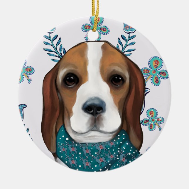 Ornamento De Cerâmica Beagle (Frente)