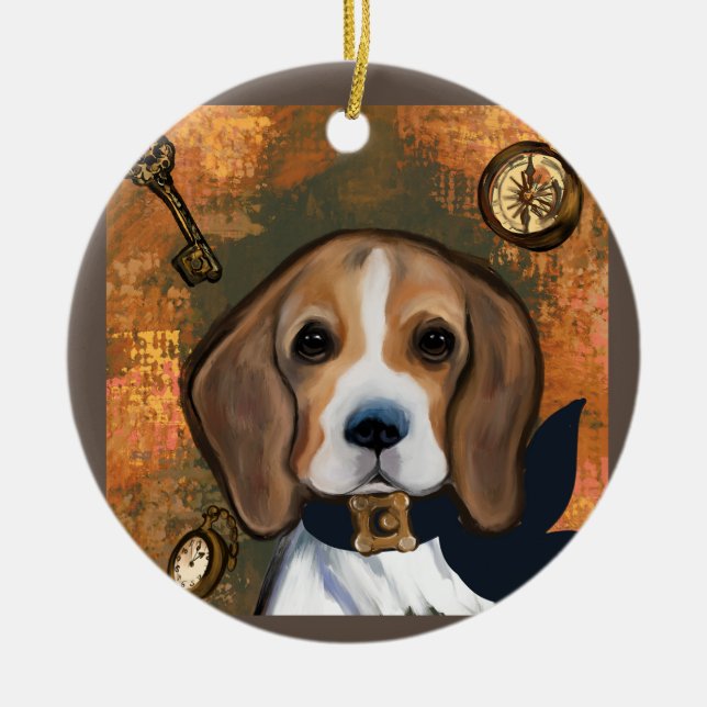 Ornamento De Cerâmica Beagle (Frente)