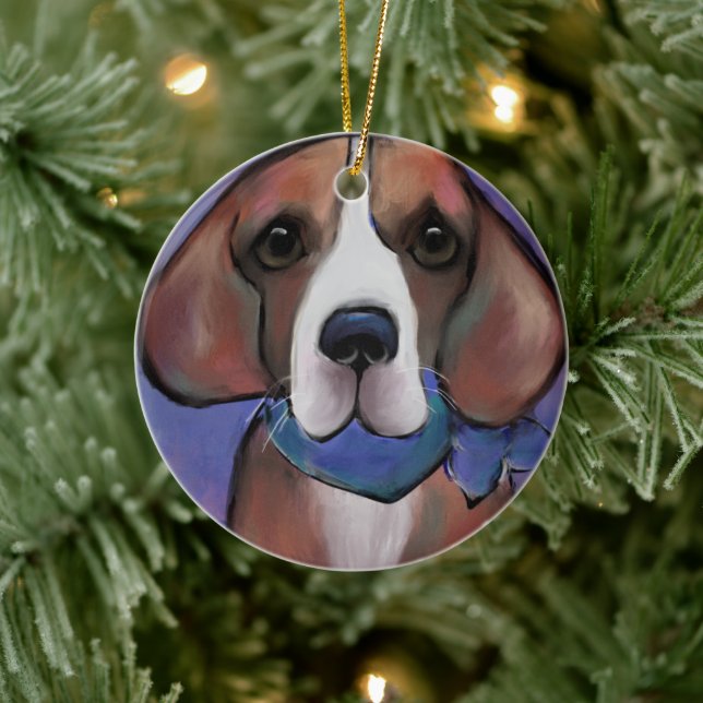 Ornamento De Cerâmica Beagle Bling     (Árvore)