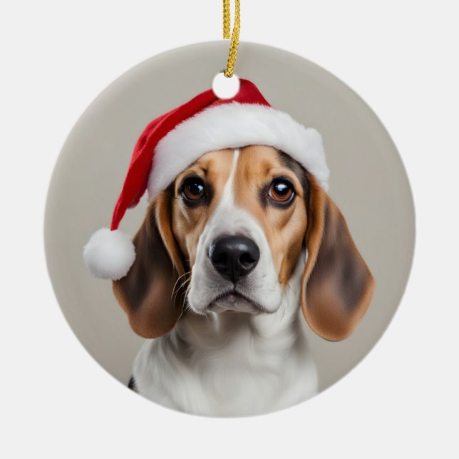Ornamento De Cerâmica Beagle Christmas (Frente)