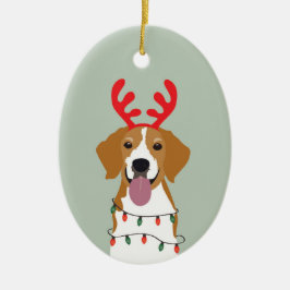 Ornamento De Cerâmica Beagle Christmas Dog Feliz Woofmas