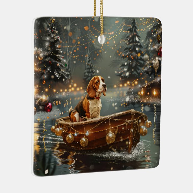 Ornamento De Cerâmica Beagle Christmas Festive Voyage (Direito )