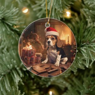 Ornamento De Cerâmica Beagle Christmas, presente para o tenente policial