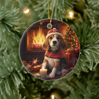 Ornamento De Cerâmica Beagle Christmas, presente para o tenente policial