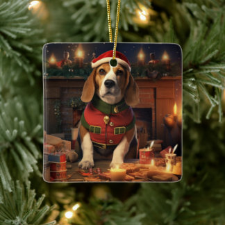 Ornamento De Cerâmica Beagle Christmas, presente para o tenente policial