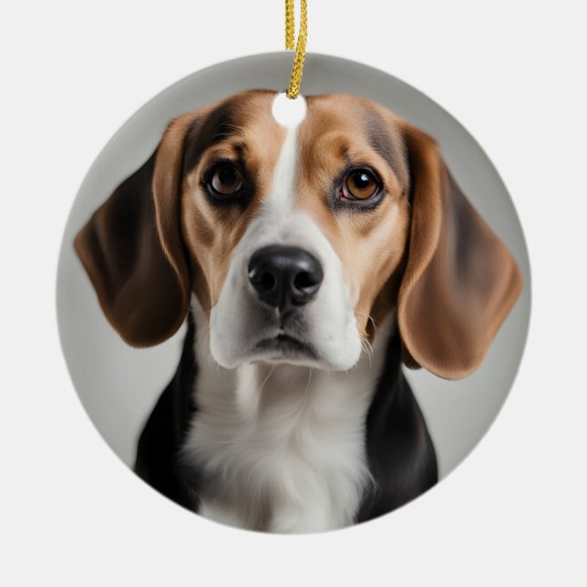 Ornamento De Cerâmica Beagle Cute (Frente)