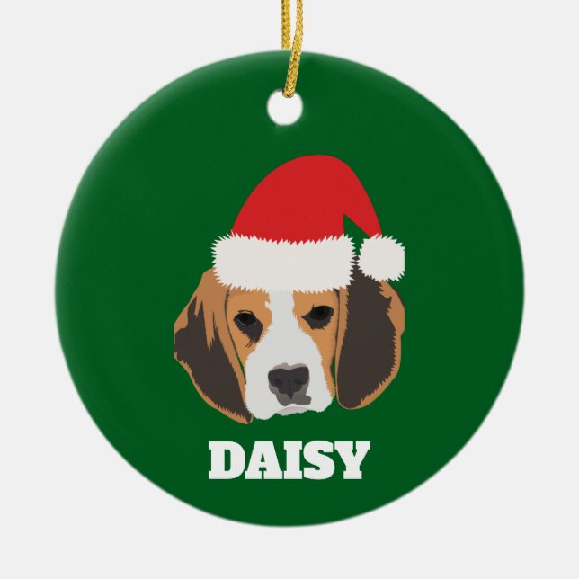 Ornamento De Cerâmica Beagle de Natal Personalizado (Frente)