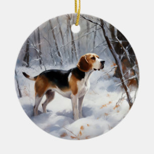Ornamento De Cerâmica Beagle Deixe-O Neve Natal