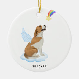 Ornamento De Cerâmica Beagle Dog Angel Wings Personalizadas Memorial Pet