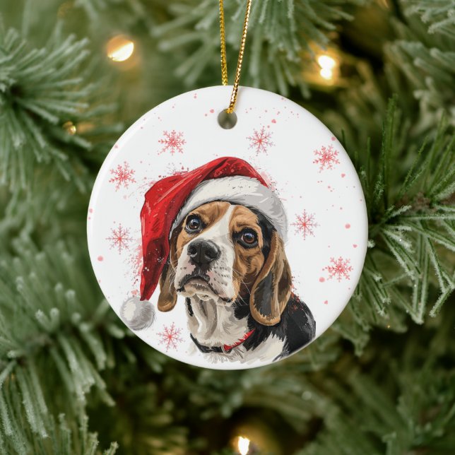 Ornamento De Cerâmica Beagle Dog Christmas Personalized (Árvore)