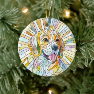Ornamento De Cerâmica Beagle dog - Colorful Mosaic art