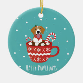 Ornamento De Cerâmica Beagle Dog Feliz Pawlidays