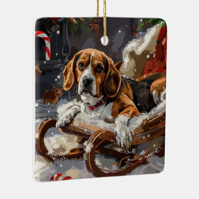 Ornamento De Cerâmica Beagle Dog Natal Festivo (Direito )