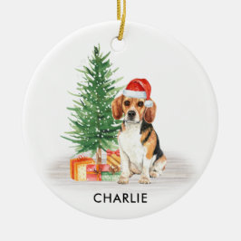 Ornamento De Cerâmica Beagle Dog Papais noeis Festivos Personalizados Na