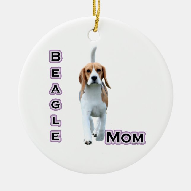 Ornamento De Cerâmica Beagle Mãe 4 - Chaveiro (Frente)
