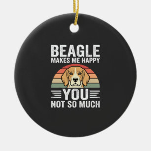 Ornamento De Cerâmica Beagle Me Faz Feliz Amante de Cachorro