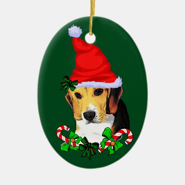 Ornamento De Cerâmica Beagle Puppy Natal (Frente)