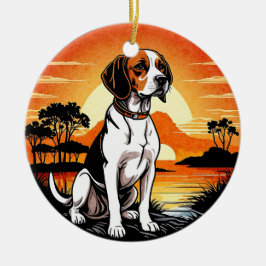 Ornamento De Cerâmica Beagle Retro Sunset Dog Lover