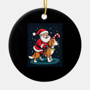 Ornamento De Cerâmica Beagle Xmas Lighting Papais noeis pilotando Beagle