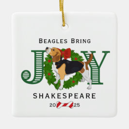 Ornamento De Cerâmica Beagles Traga Joy Wreath
