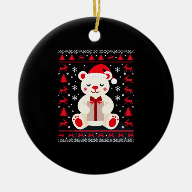 Ornamento De Cerâmica Bear Christmas Christmas (1) (Frente)