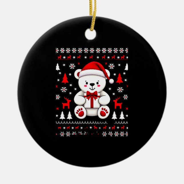 Ornamento De Cerâmica Bear Christmas Christmas (3) (Frente)
