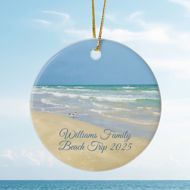 Ornamento De Cerâmica Beautiful Beach House Commemorative Christmas (Criador carregado)