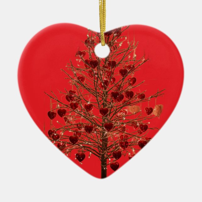 Ornamento De Cerâmica Beautiful Faded Flowers on a Valentines Day Tree C (Frente)