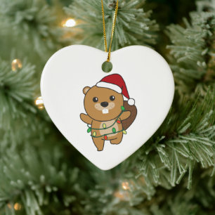 Ornamento De Cerâmica Beaver de inverno em Beaver