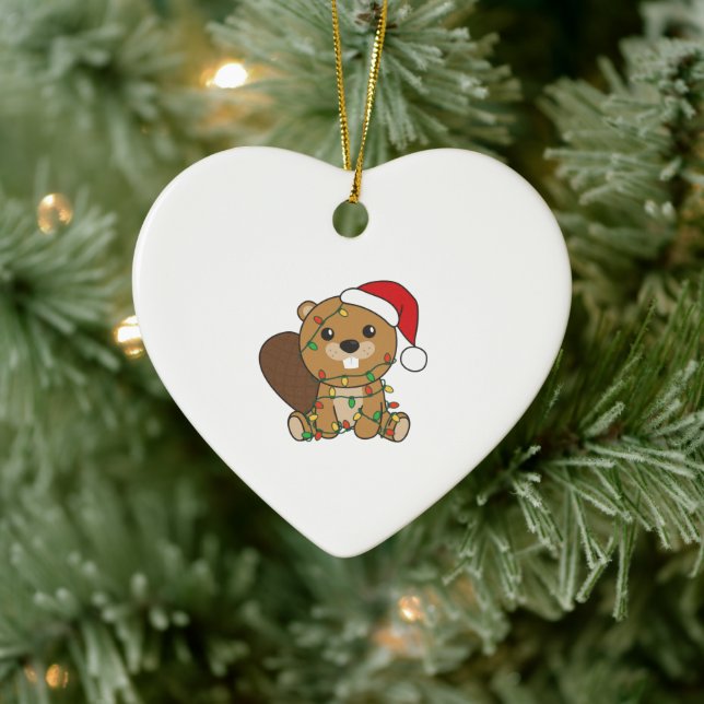 Ornamento De Cerâmica Beaver de inverno em Beaver (Árvore)