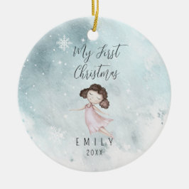 Ornamento De Cerâmica Bebê 1rua Primeira Menina de Natal