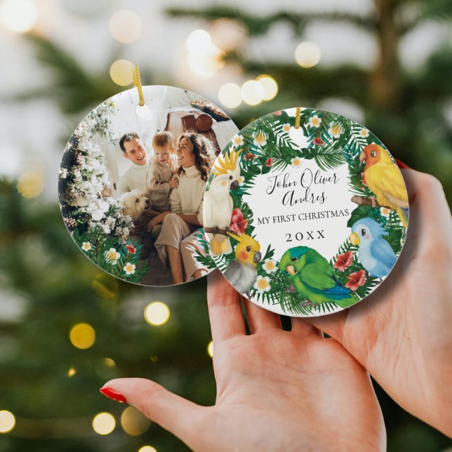 Ornamento De Cerâmica Bebê 1rua Primeiro Natal Tropicais (Criador carregado)