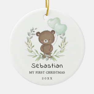 Ornamento De Cerâmica Bebê 1rua Primeiro Urso de Natal Gelado