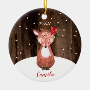Ornamento De Cerâmica Bebê Bestiço Personalizado Bebê Primeiro Natal