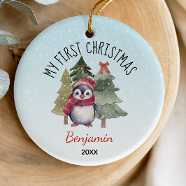 Ornamento De Cerâmica Bebê bonito primeiro pinguim de Natal Cerâmico