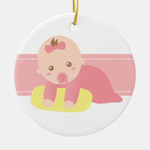 Ornamento De Cerâmica Bebé bonito que rasteja com travesseiro