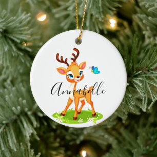 Ornamento De Cerâmica Bebê cervo personalizado 